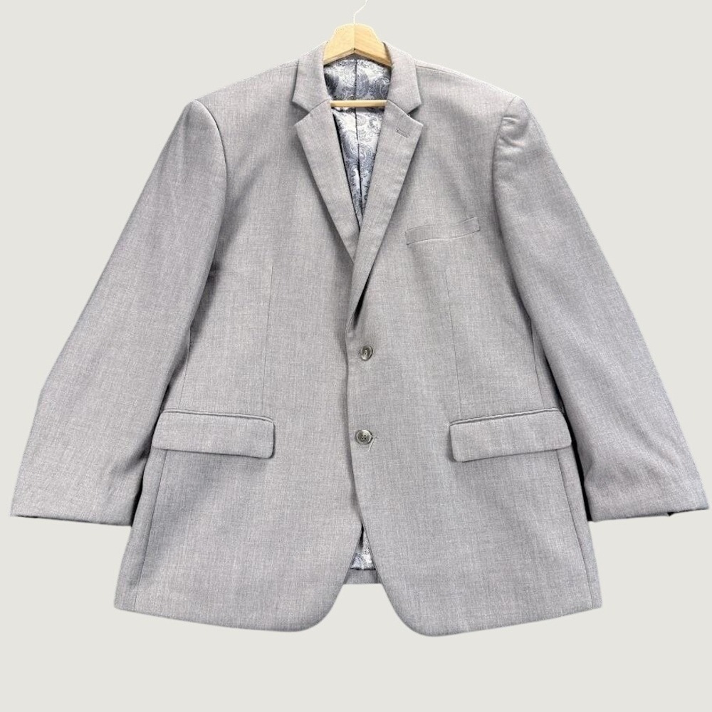Cardi Mens Super 150s Blazer Light Grey Two Button Paisley Lining Jacket 44R